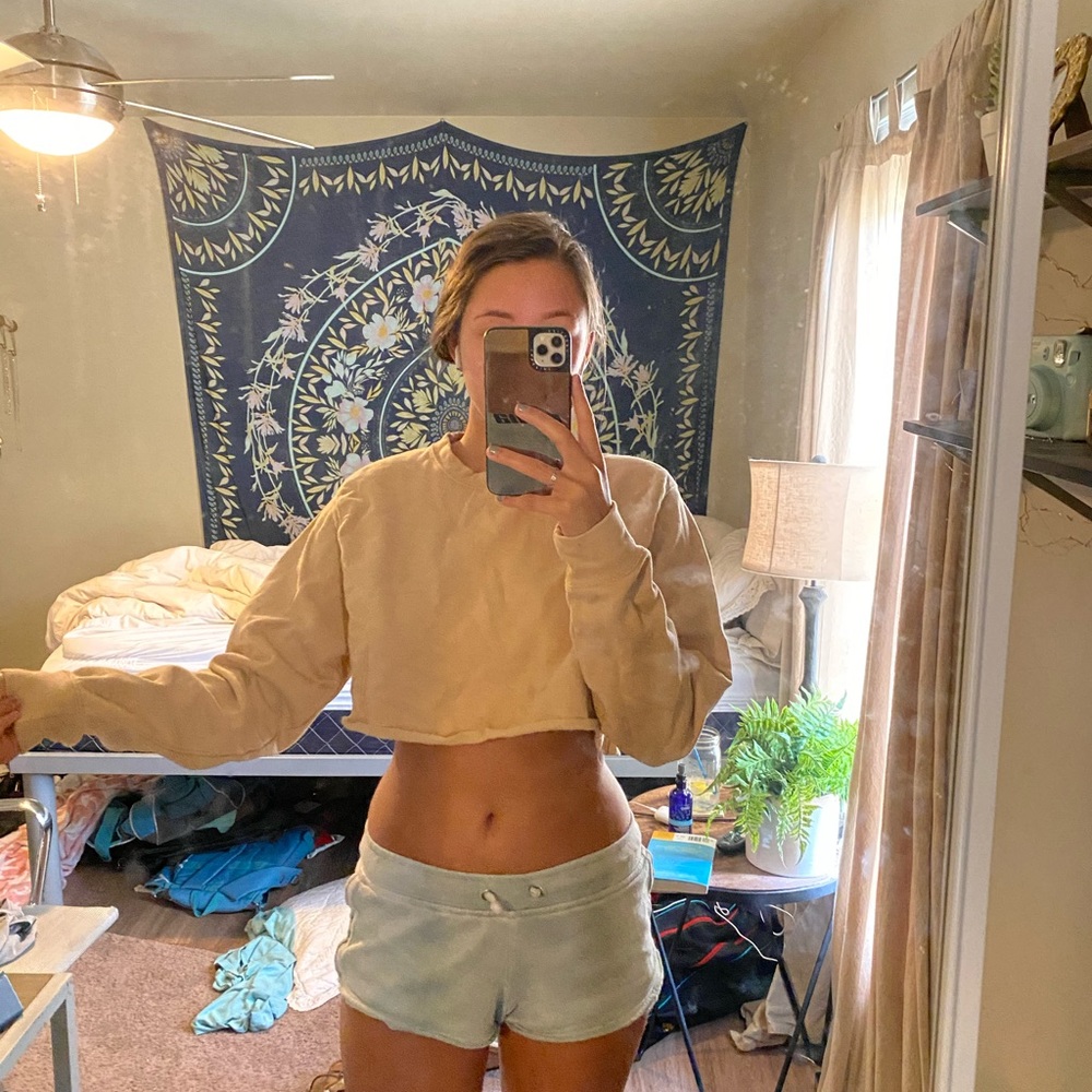 Beige Cropped Sweatshirt - Picture 2 of 5